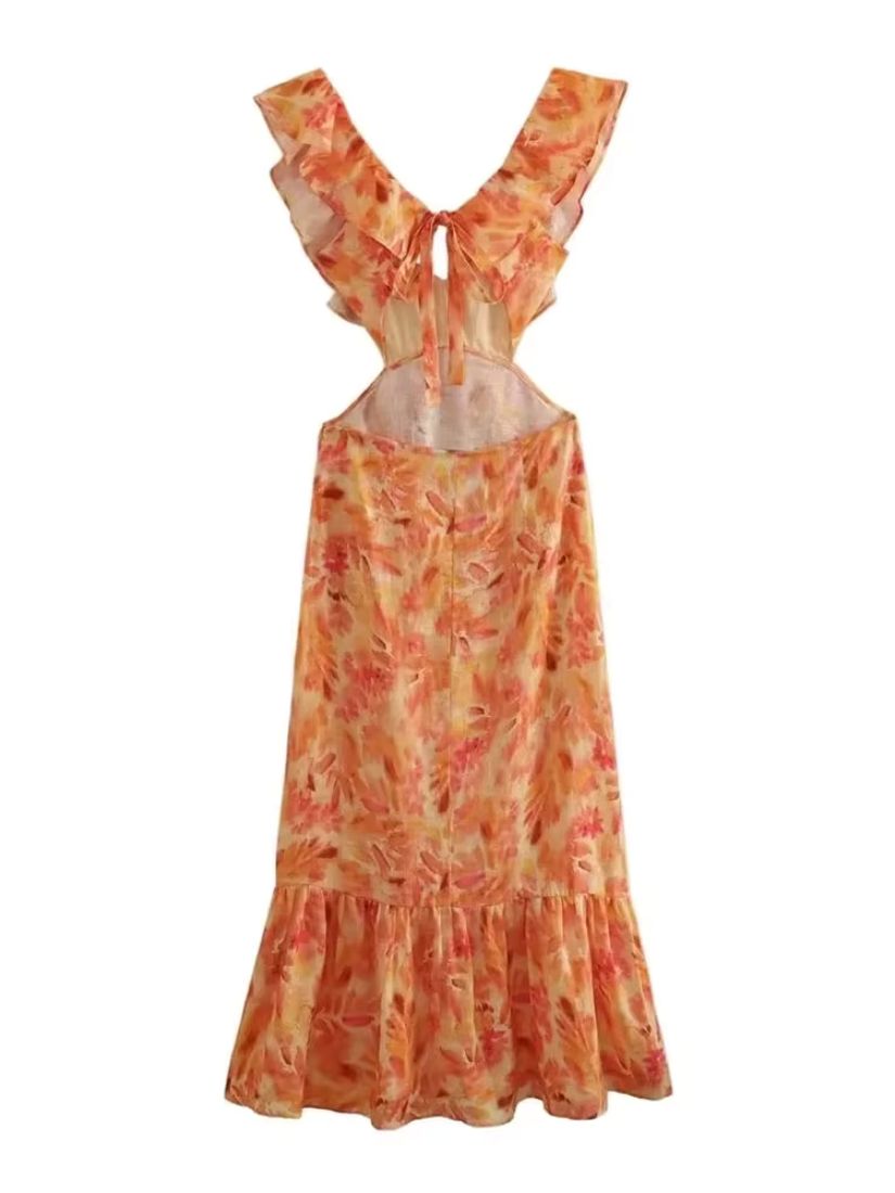 Dames Maxi Zomerjurk met Bloemenprint en Ruches