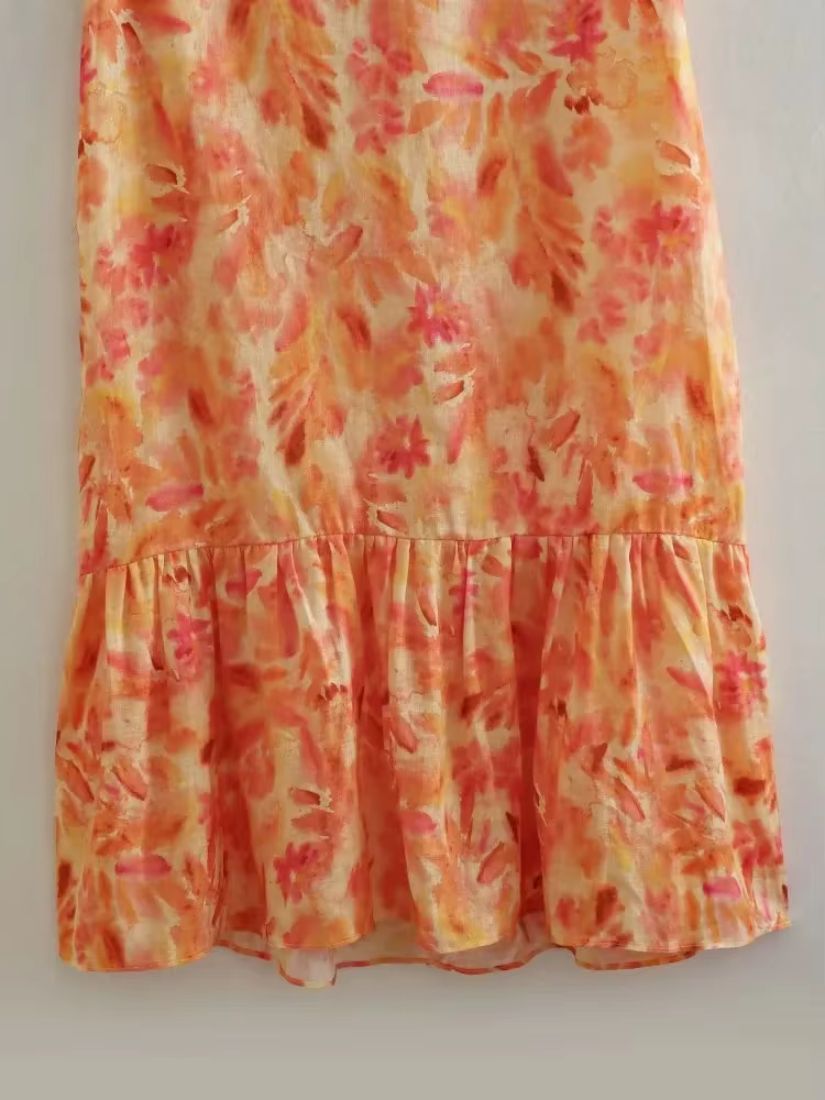 Dames Maxi Zomerjurk met Bloemenprint en Ruches