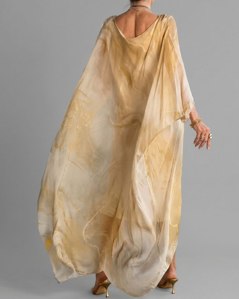 Dames Maxi Zomerjurk met Print en Lange Mouwen
