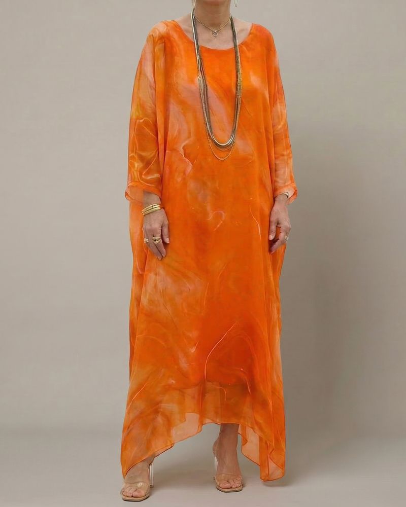 Dames Maxi Zomerjurk met Print en Lange Mouwen