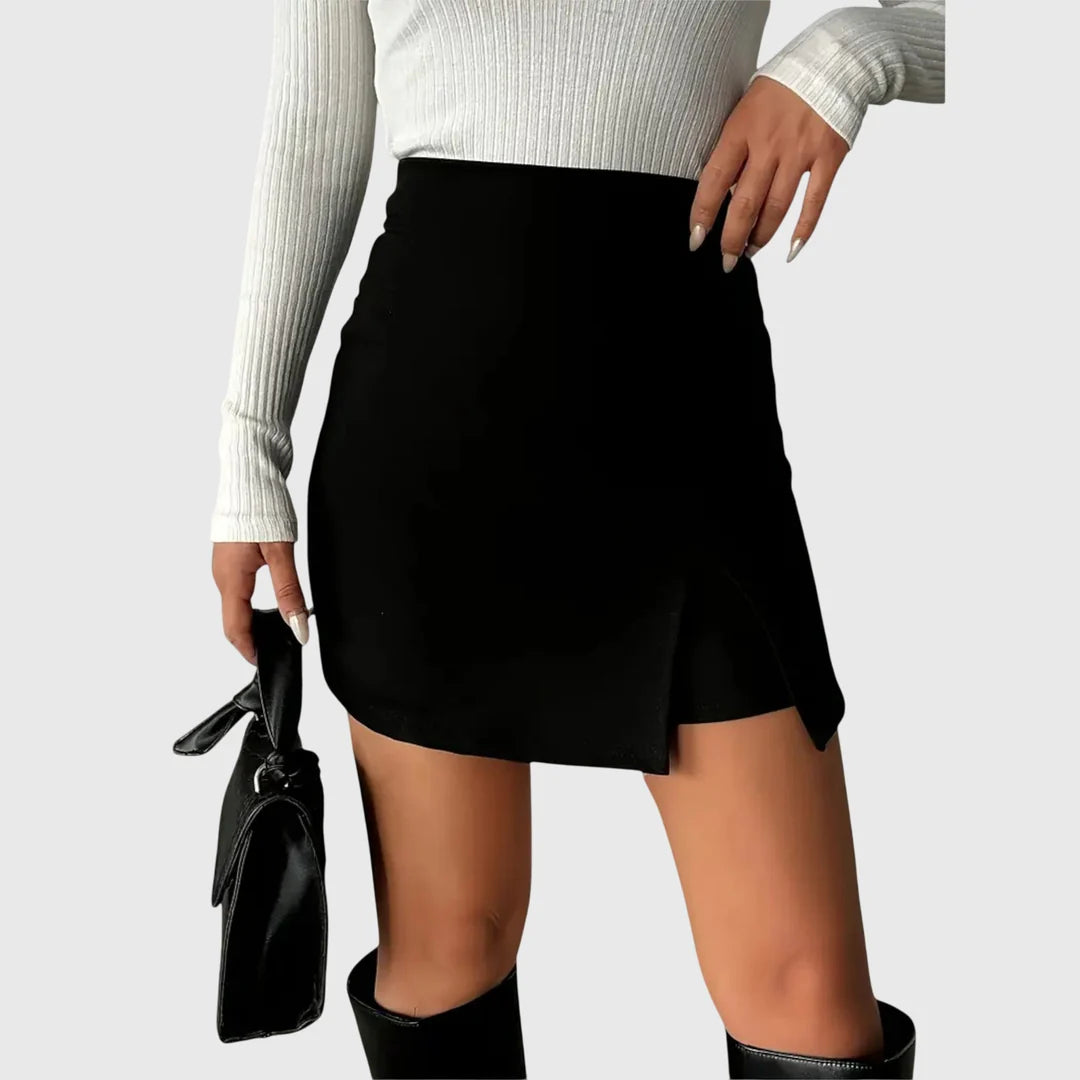 Dames Minirok met Hoge Taille en Voorsplit