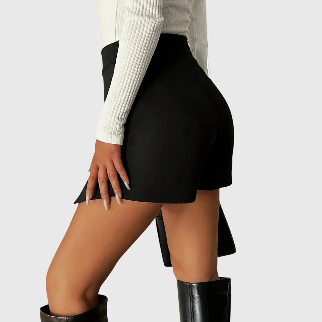 Dames Minirok met Hoge Taille en Voorsplit