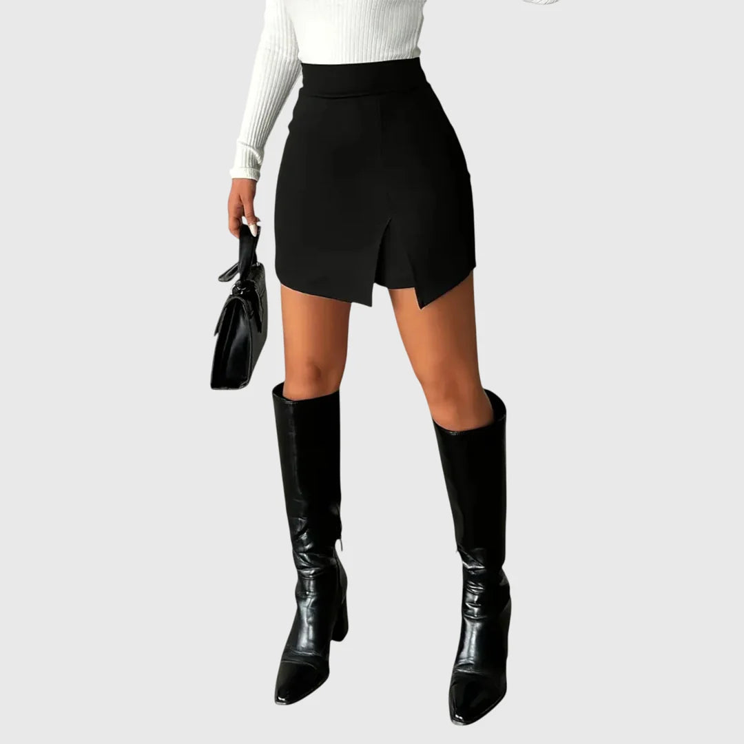 Dames Minirok met Hoge Taille en Voorsplit