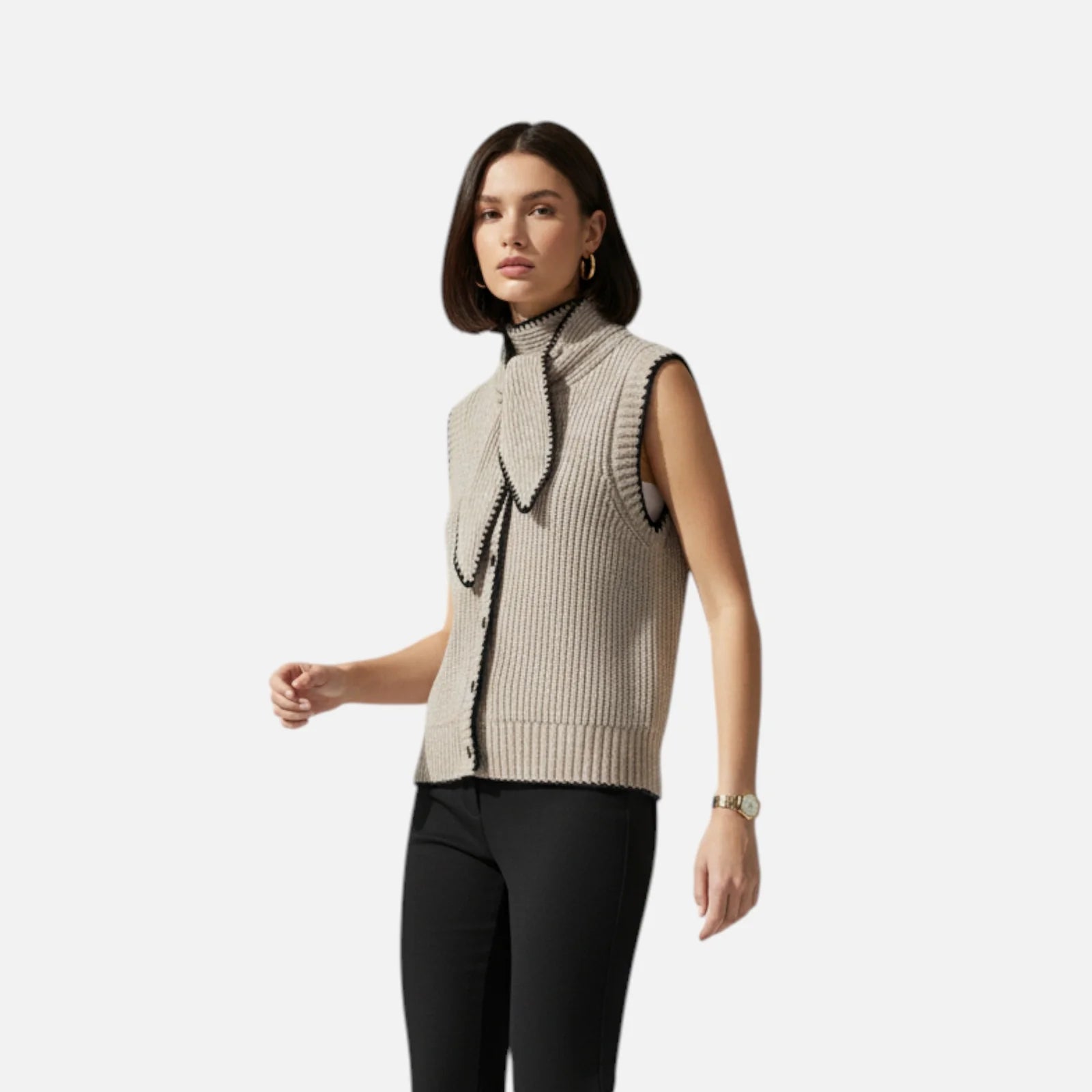 Dames Mouwloos Gebreid Vest met Knoopsluiting