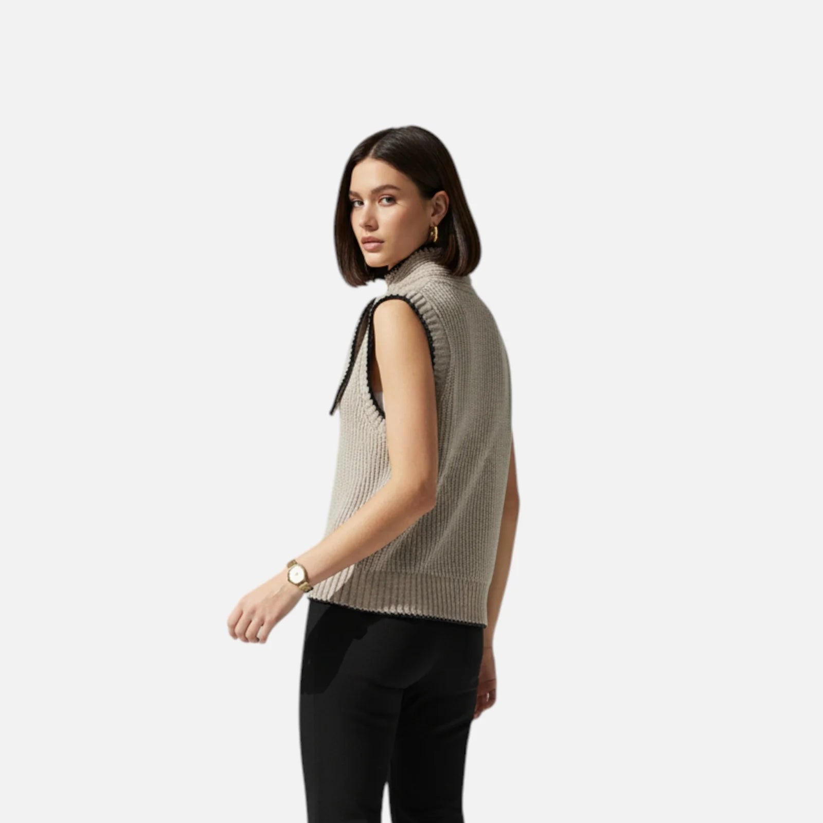 Dames Mouwloos Gebreid Vest met Knoopsluiting