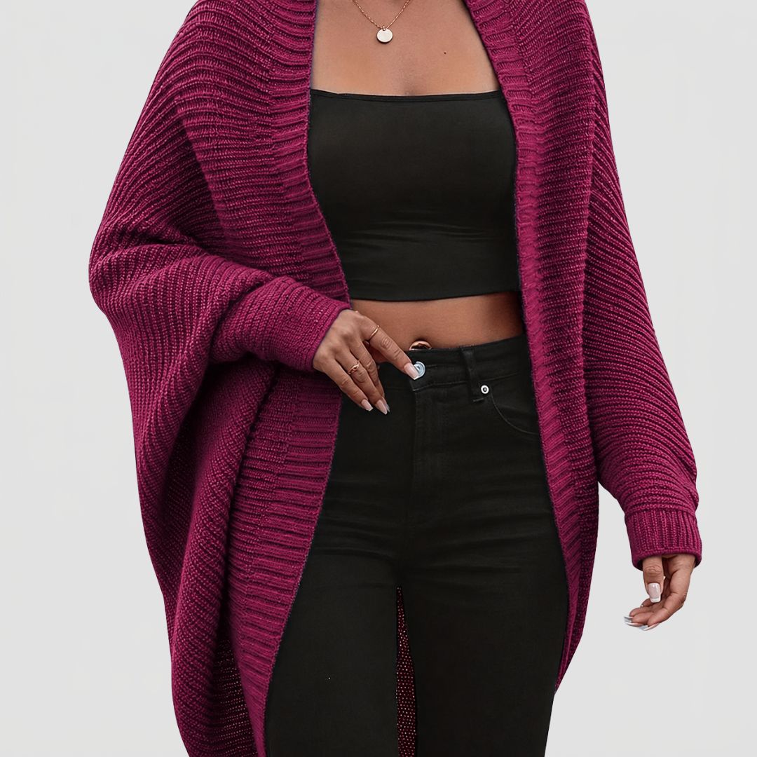 Dames Oversized Gebreide Cardigan met Wijde Mouwen