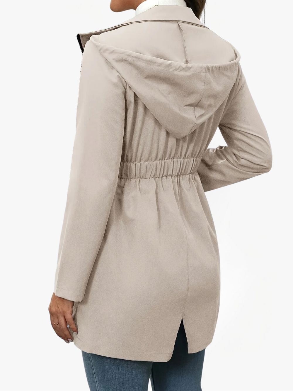 Dames Regenjas met Capuchon en Elastische Taille