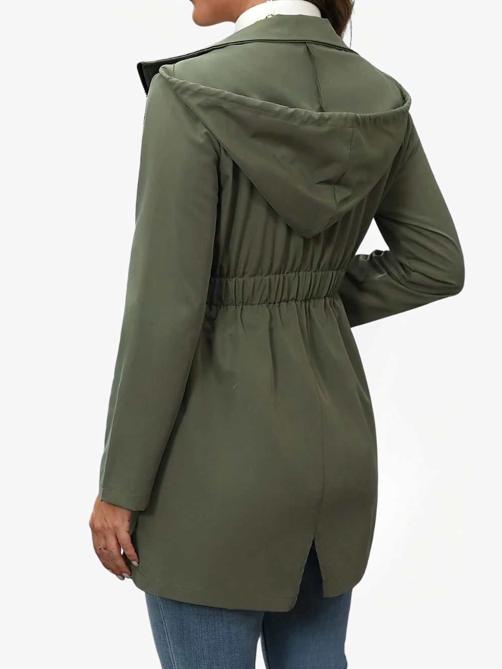 Dames Regenjas met Capuchon en Elastische Taille