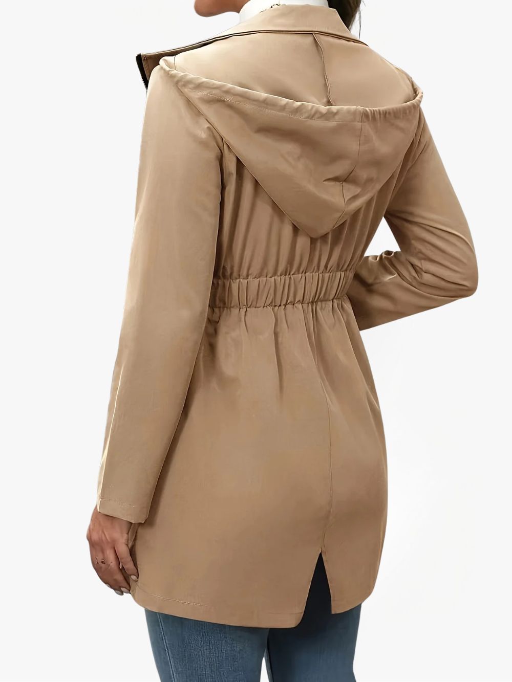 Dames Regenjas met Capuchon en Elastische Taille