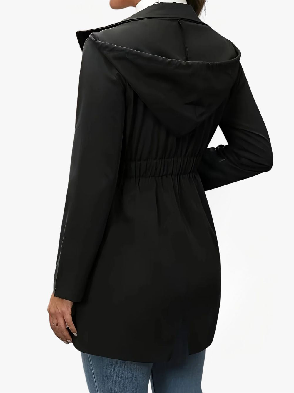 Dames Regenjas met Capuchon en Elastische Taille