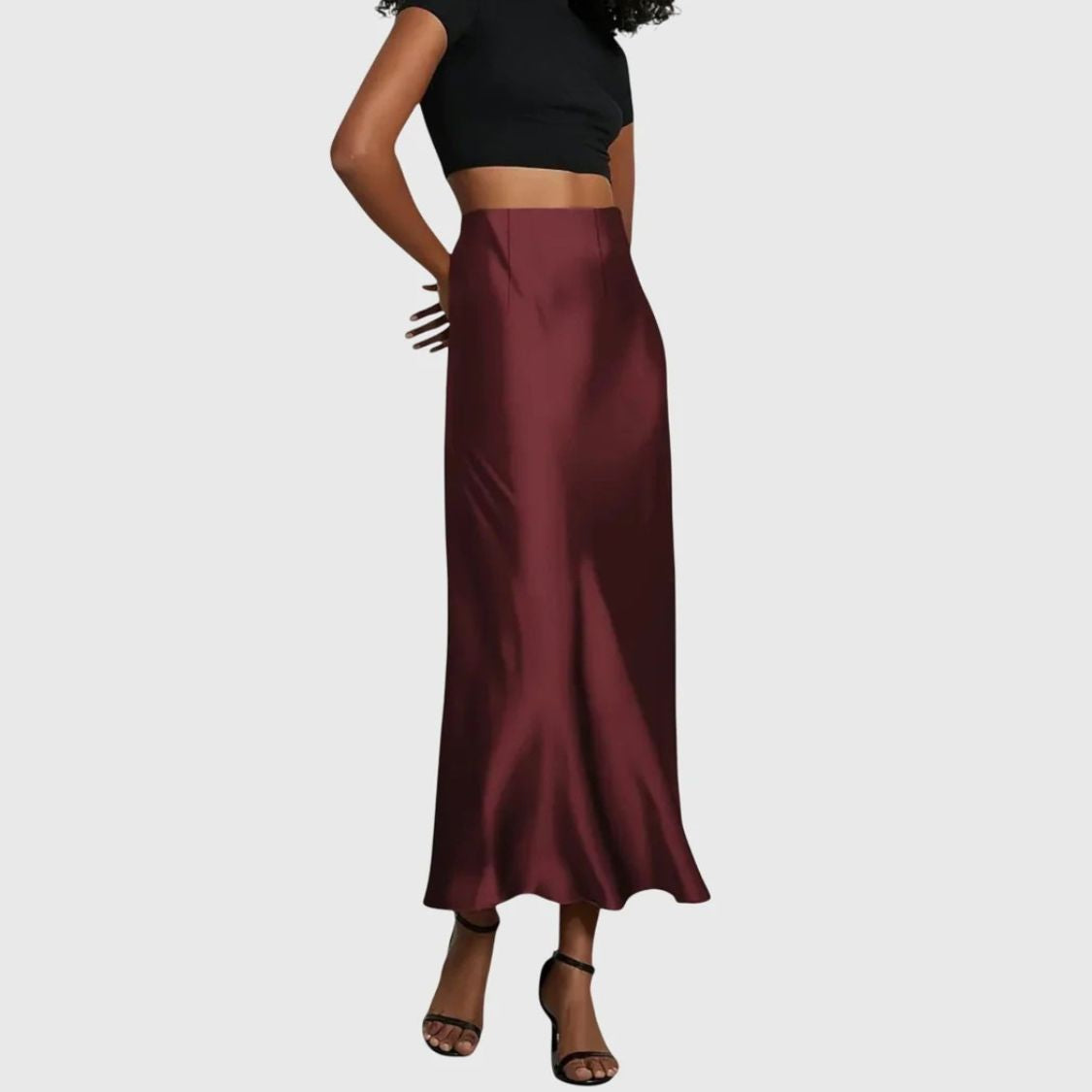 Dames Satijnlook Maxi Rok met Hoge Taille en A-lijn