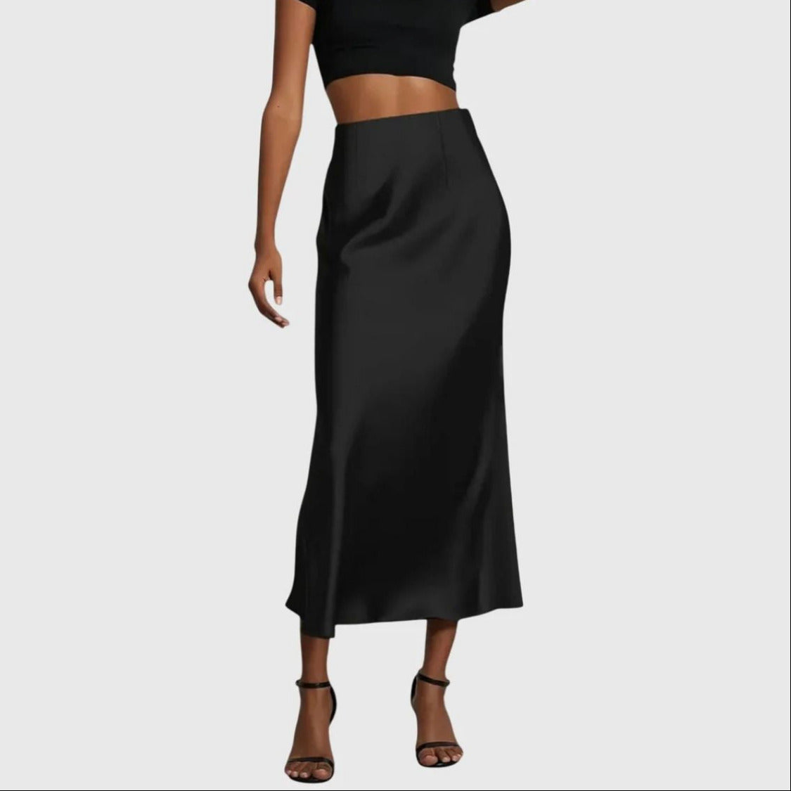 Dames Satijnlook Maxi Rok met Hoge Taille en A-lijn