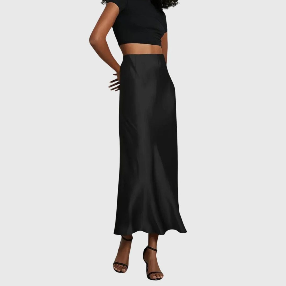Dames Satijnlook Maxi Rok met Hoge Taille en A-lijn