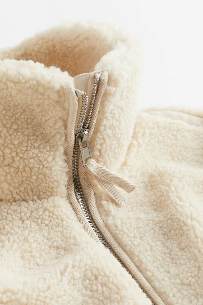 Dames Teddy Fleece Jas met Ritssluiting en Hoge Kraag