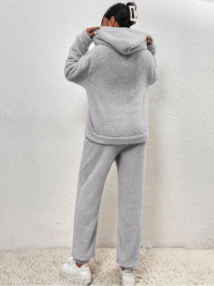 Dames Teddy Loungewear Set met Hoodie en Broek