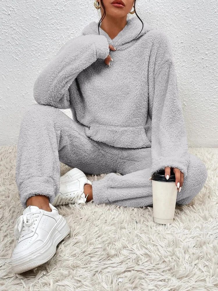 Dames Teddy Loungewear Set met Hoodie en Broek