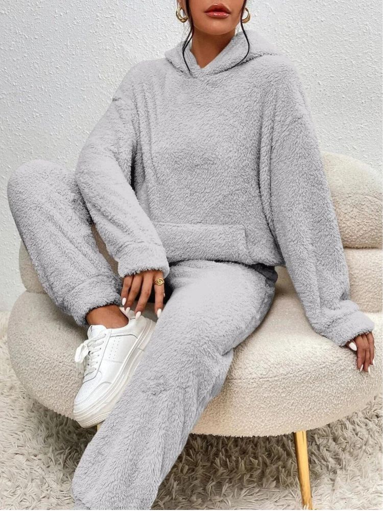 Dames Teddy Loungewear Set met Hoodie en Broek