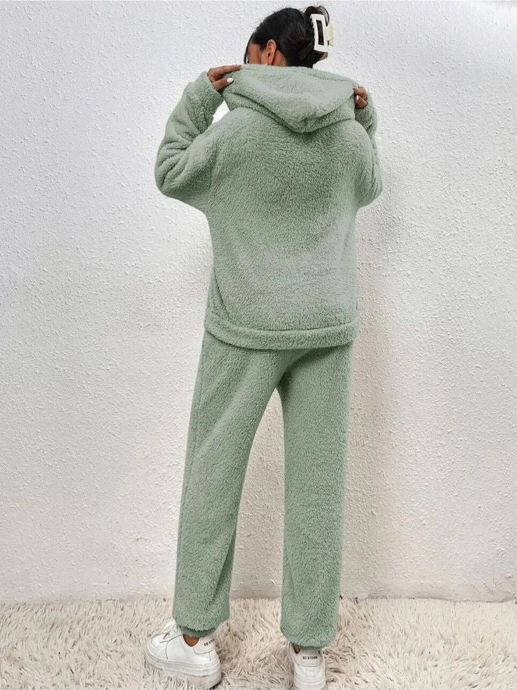 Dames Teddy Loungewear Set met Hoodie en Broek