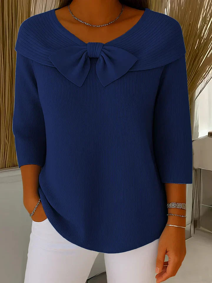 Dames Trui met Strikdetail en Driekwart Mouwen