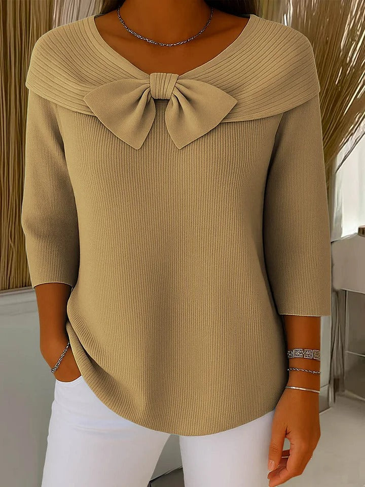 Dames Trui met Strikdetail en Driekwart Mouwen