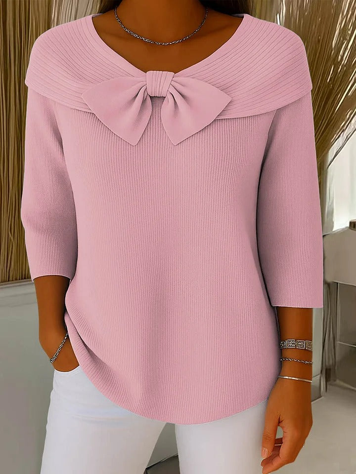 Dames Trui met Strikdetail en Driekwart Mouwen