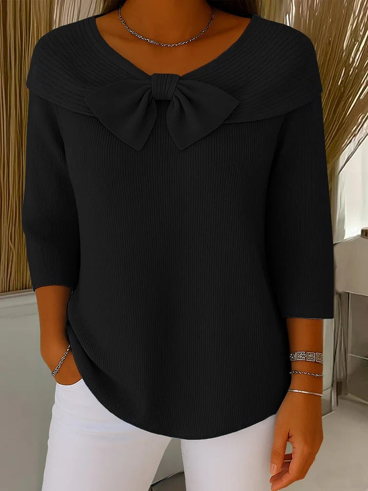 Dames Trui met Strikdetail en Driekwart Mouwen