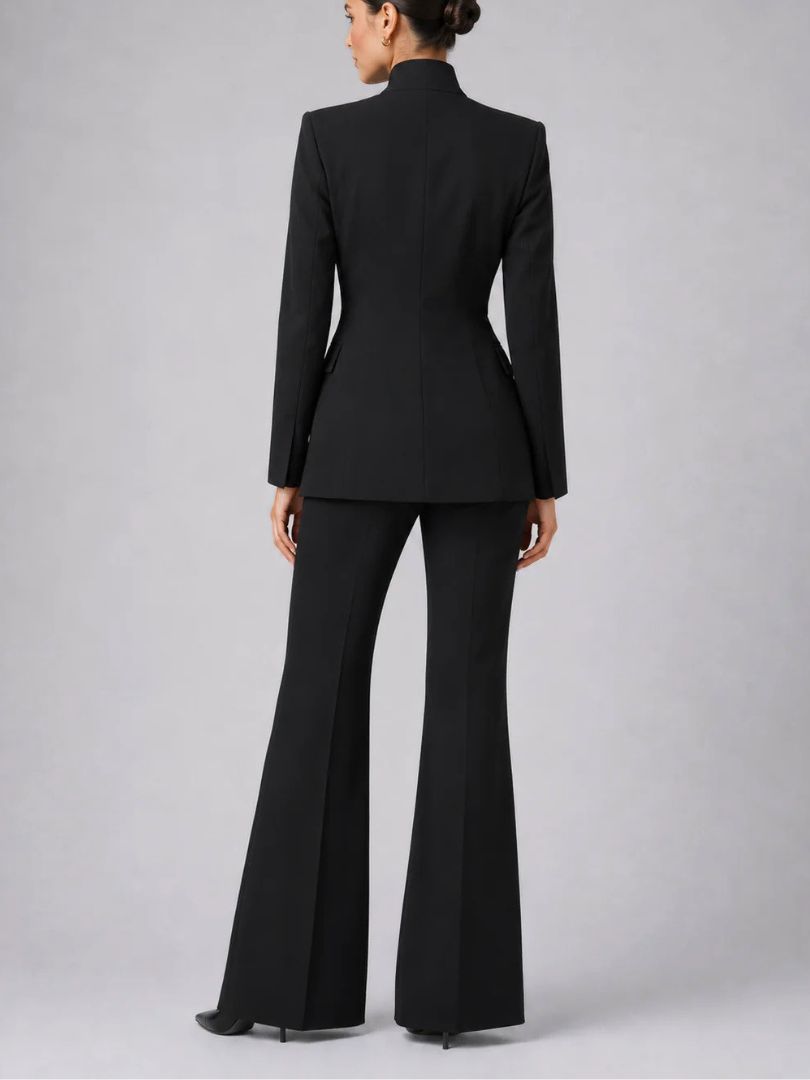 Dames Tweedelig Broekpak met Blazer en Uitlopende Broek