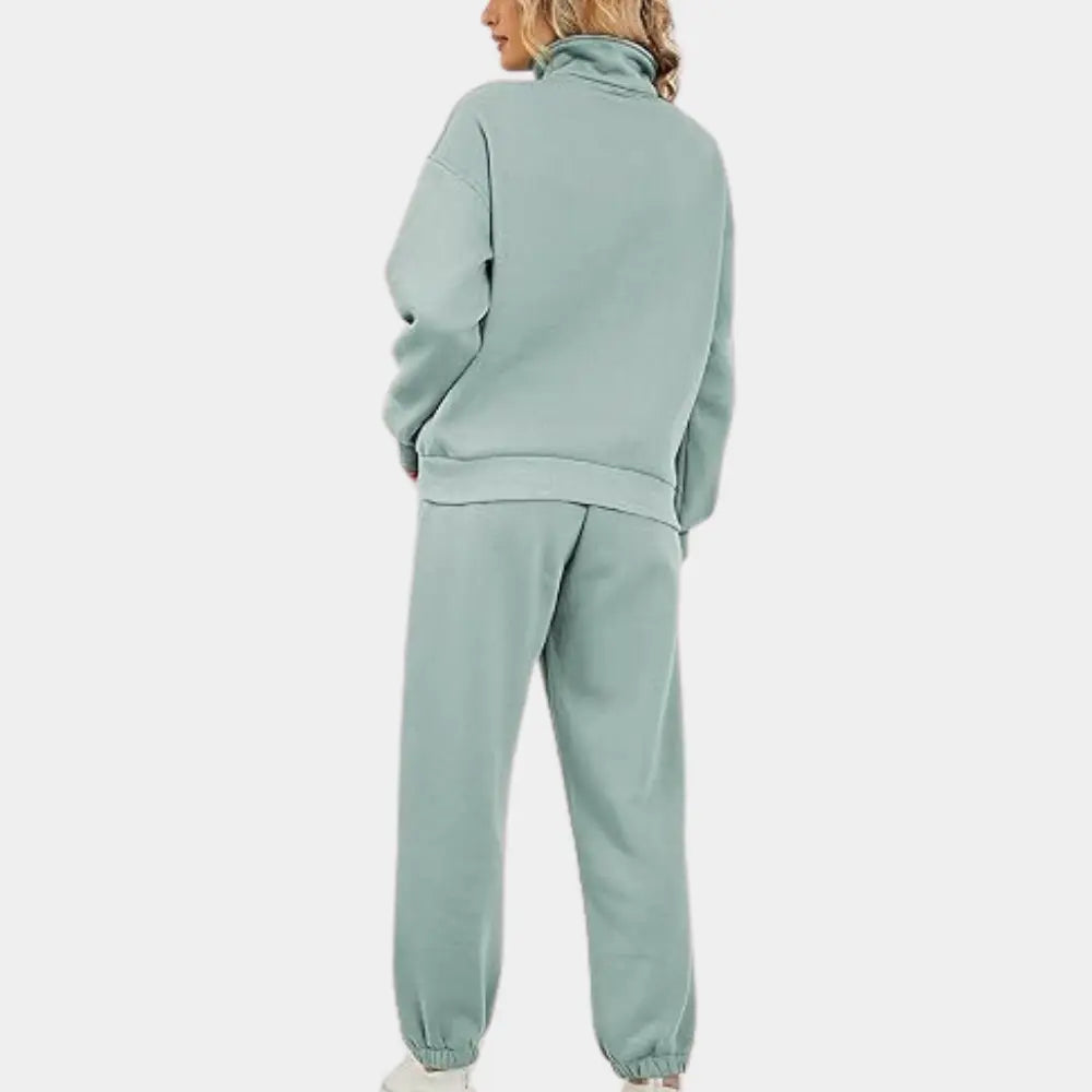 Dames Tweedelig Joggingpak met Halve Rits en Broek