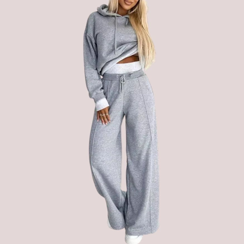 Dames Tweedelige Set met Hoodie en Wijde Broek