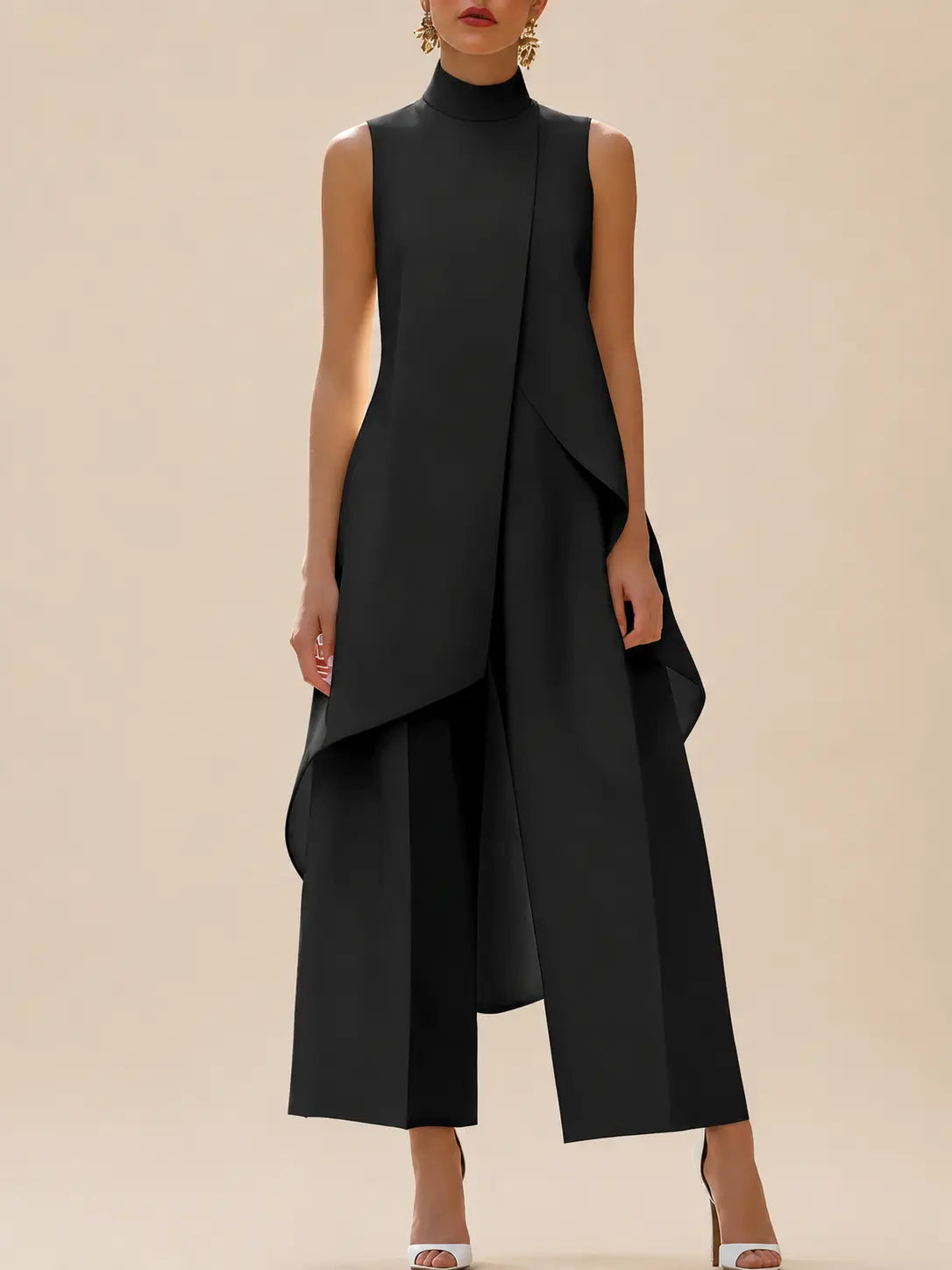 Dames Tweedelige Set met Mouwloze Top en Wijde Pantalon
