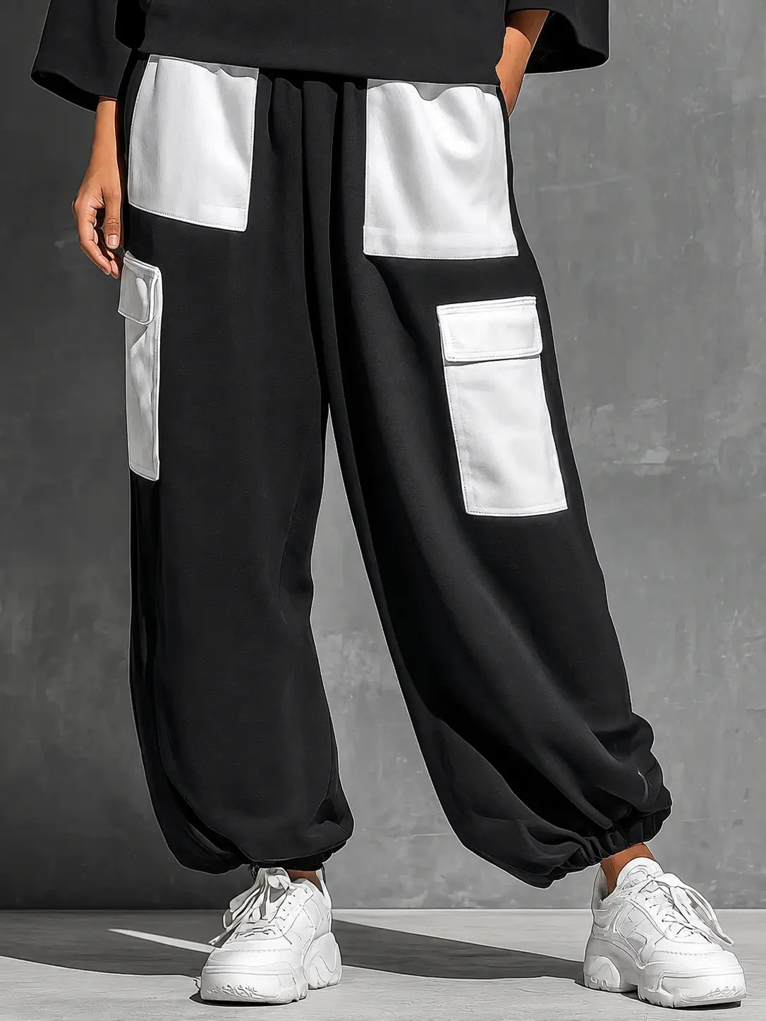 Dames Tweedelige Set met Oversized Sweater en Cargobroek