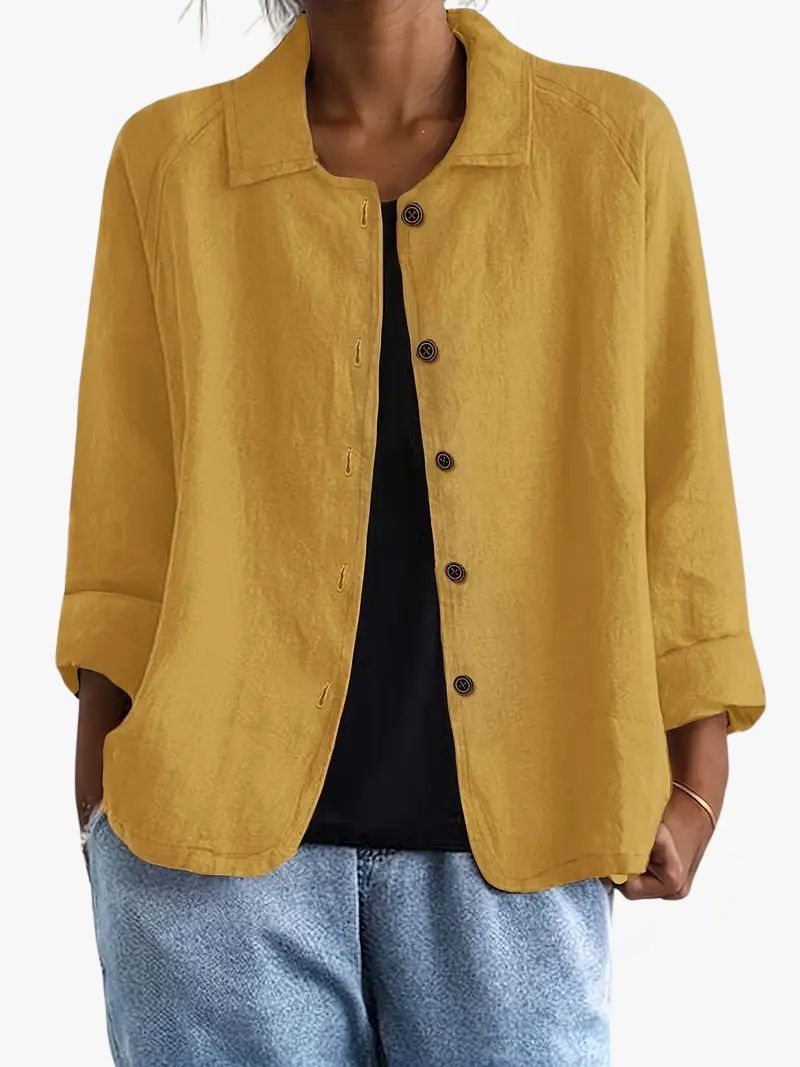 Dames Vest met Puntkraag en Knoopsluiting