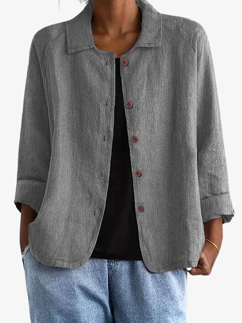Dames Vest met Puntkraag en Knoopsluiting