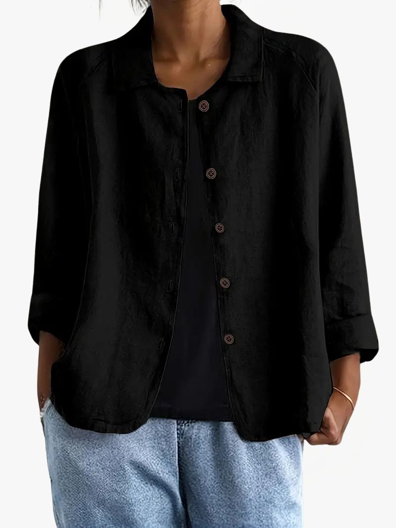 Dames Vest met Puntkraag en Knoopsluiting