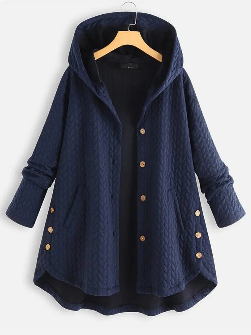 Dames Winterjas met Capuchon en Knoopsluiting