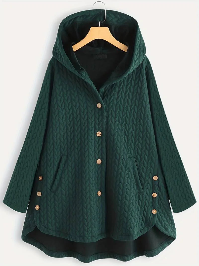 Dames Winterjas met Capuchon en Knoopsluiting