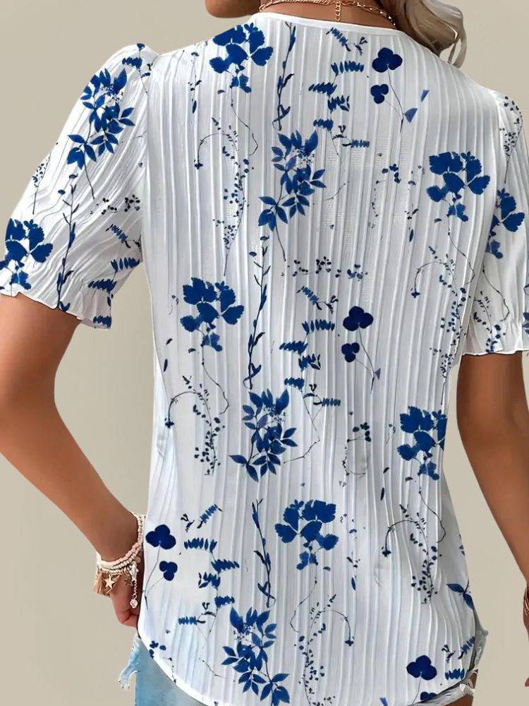 Dames Zomerblouse met Bloemenprint en Kanten Detail