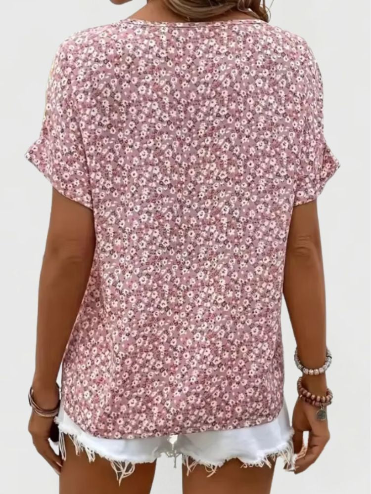 Dames Zomerblouse met Bloemenprint en Knoopsluiting