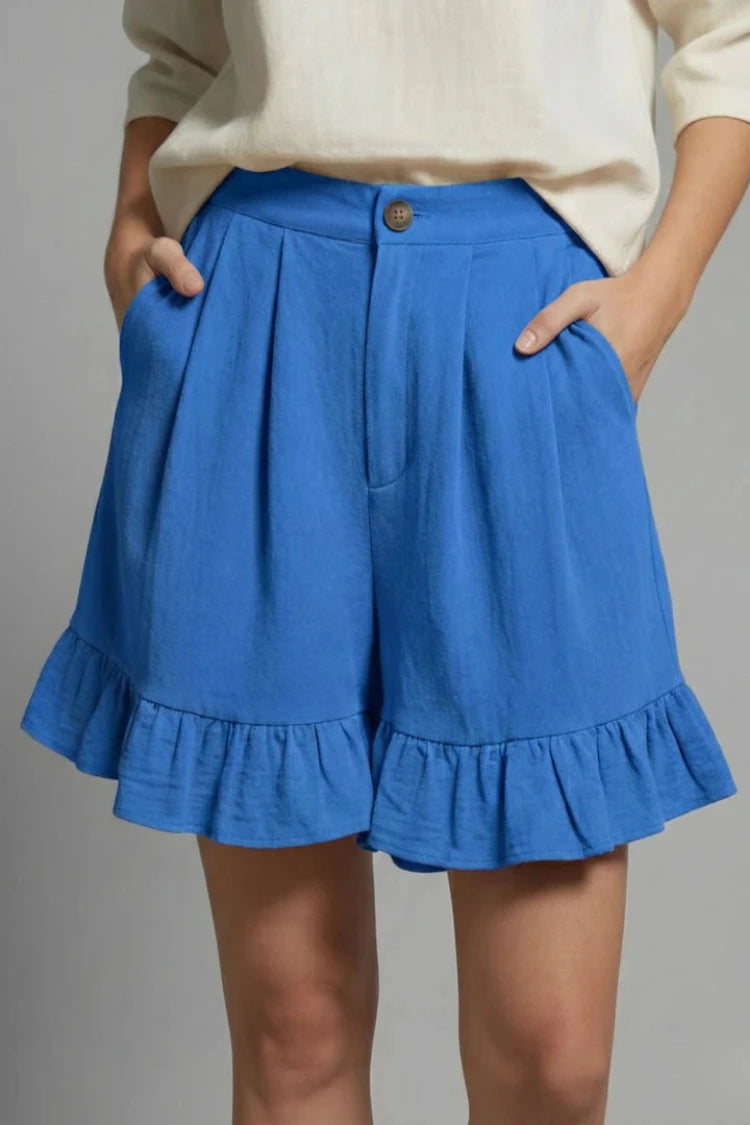 Dames Zomershorts met Hoge Taille en Volantrand