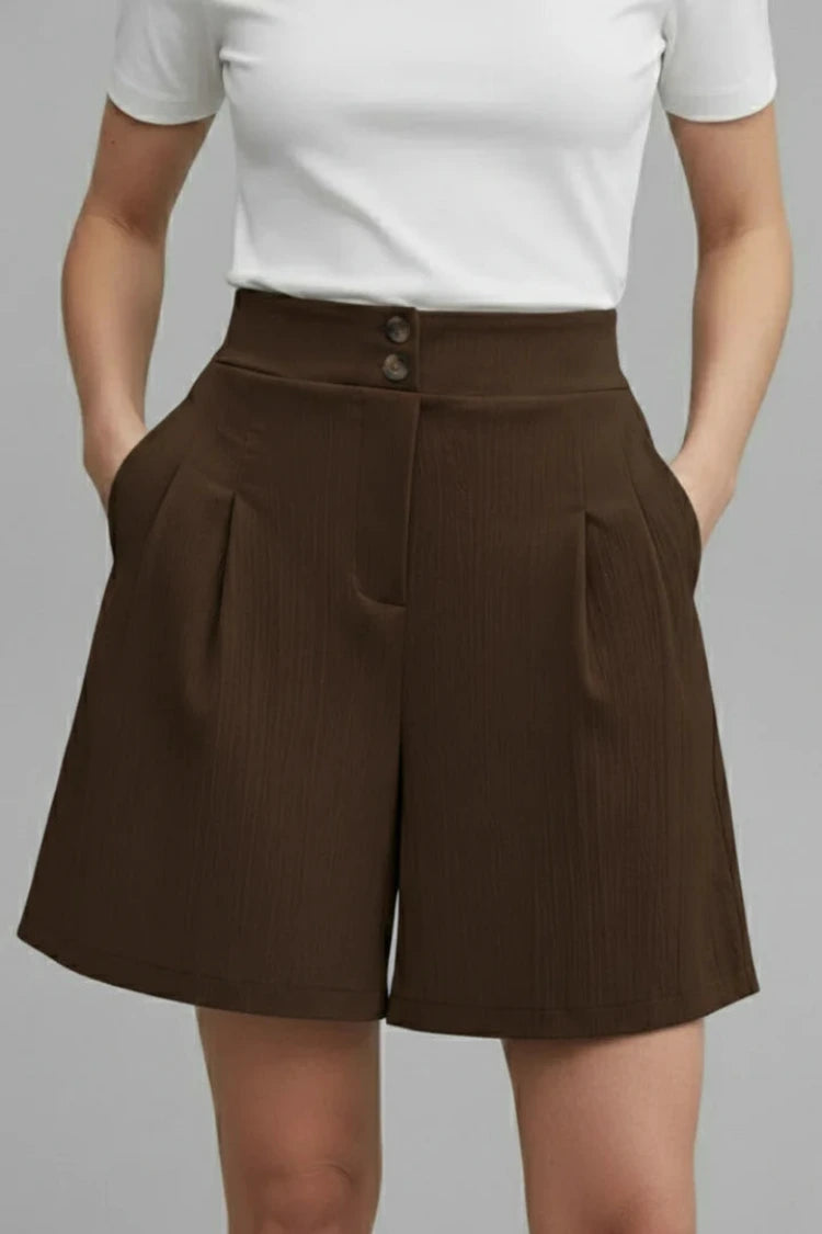 Dames Zomershorts met Hoge Taille en Wijde Pijpen