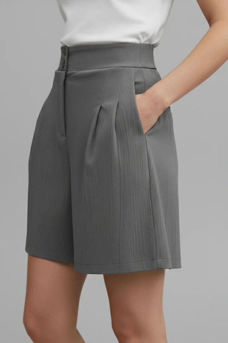 Dames Zomershorts met Hoge Taille en Wijde Pijpen