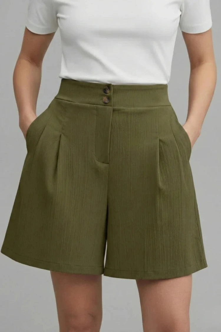 Dames Zomershorts met Hoge Taille en Wijde Pijpen