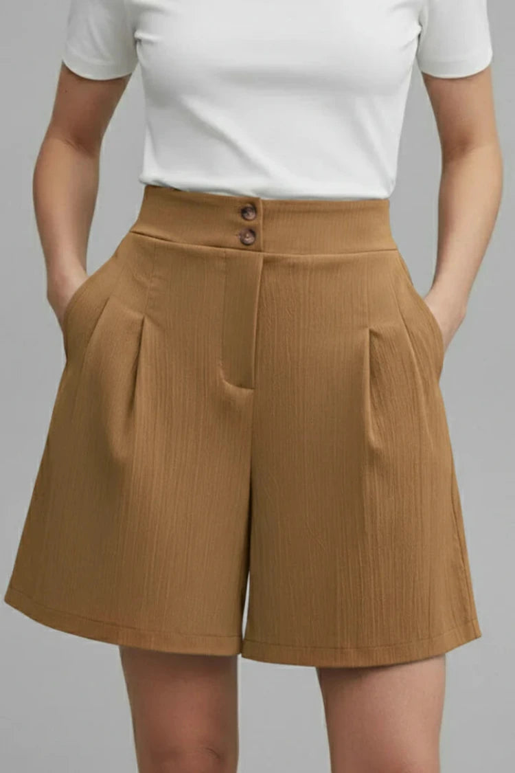 Dames Zomershorts met Hoge Taille en Wijde Pijpen