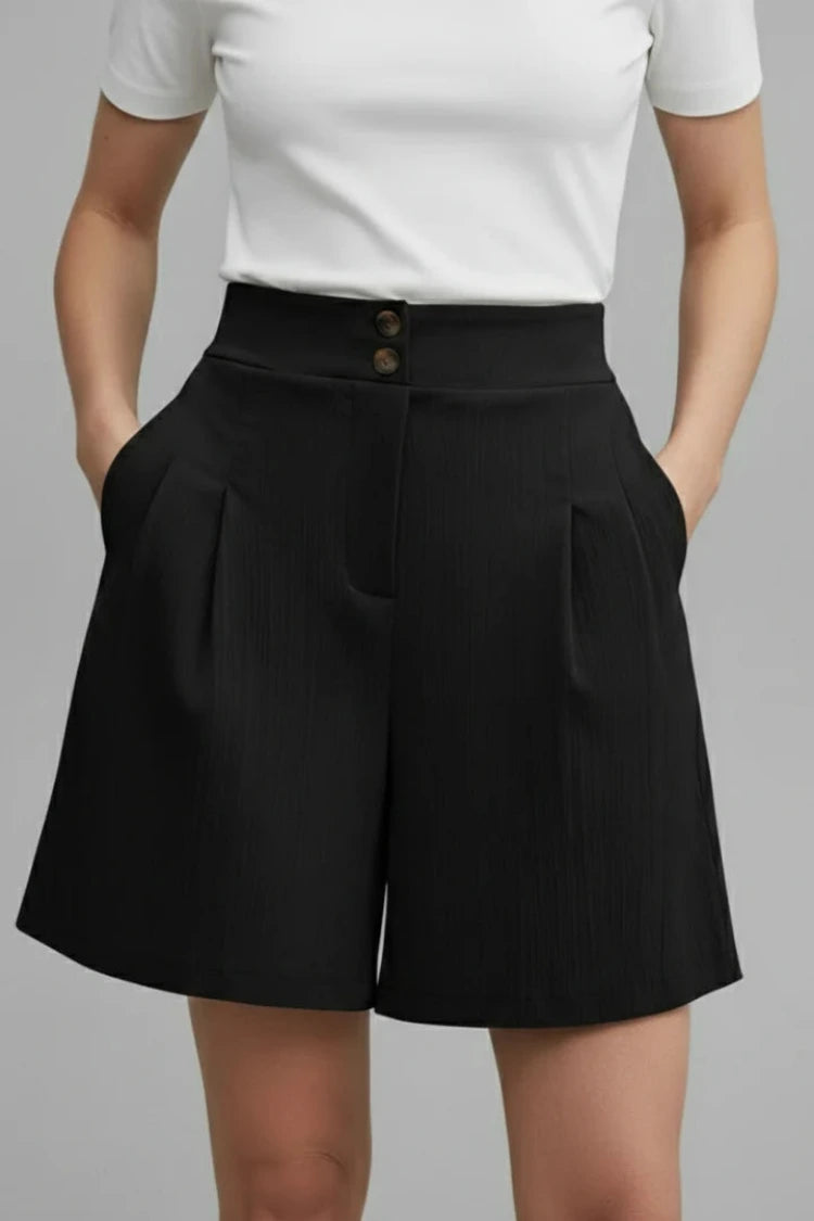 Dames Zomershorts met Hoge Taille en Wijde Pijpen