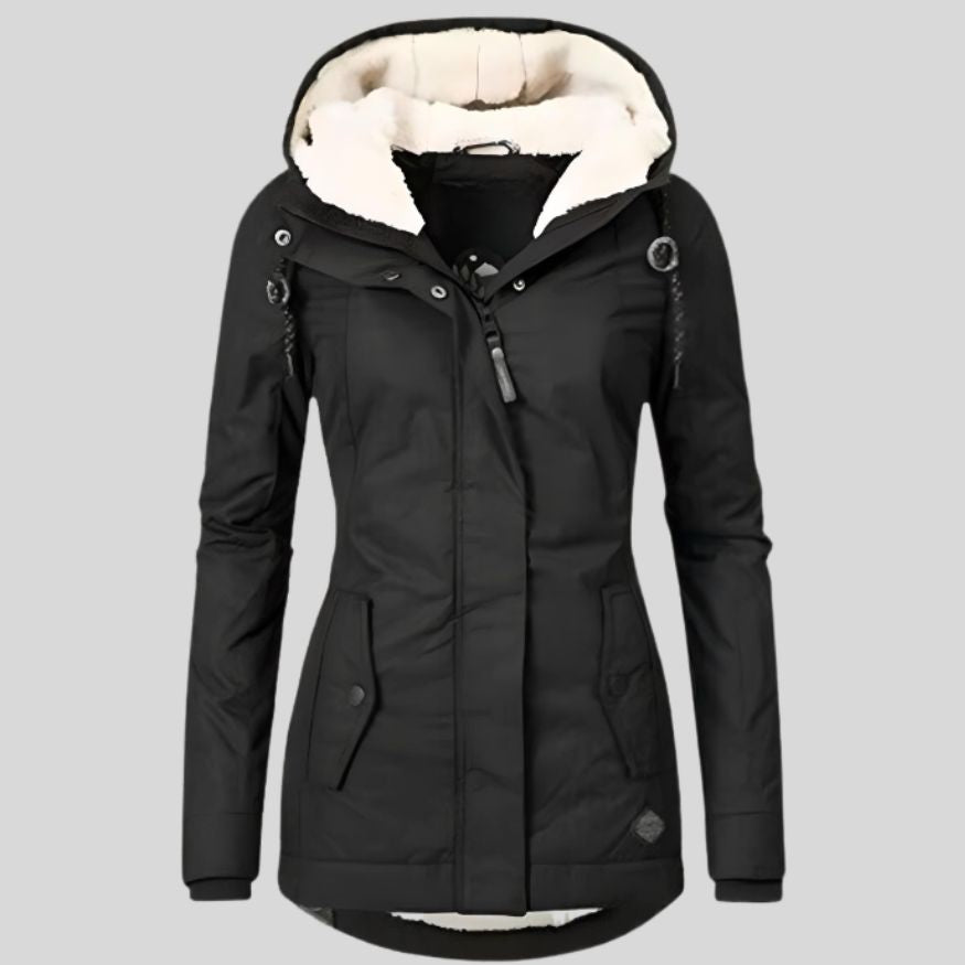 Dames Gevoerde Lange Winterjas met Capuchon