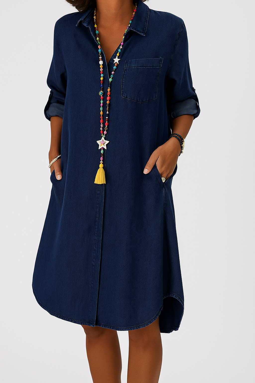 Denim blousejurk met knoopsluiting