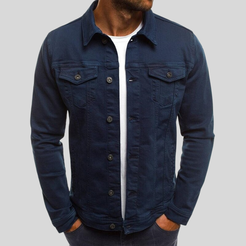 Denim overhemdjack met knoopsluiting en borstzakken voor heren