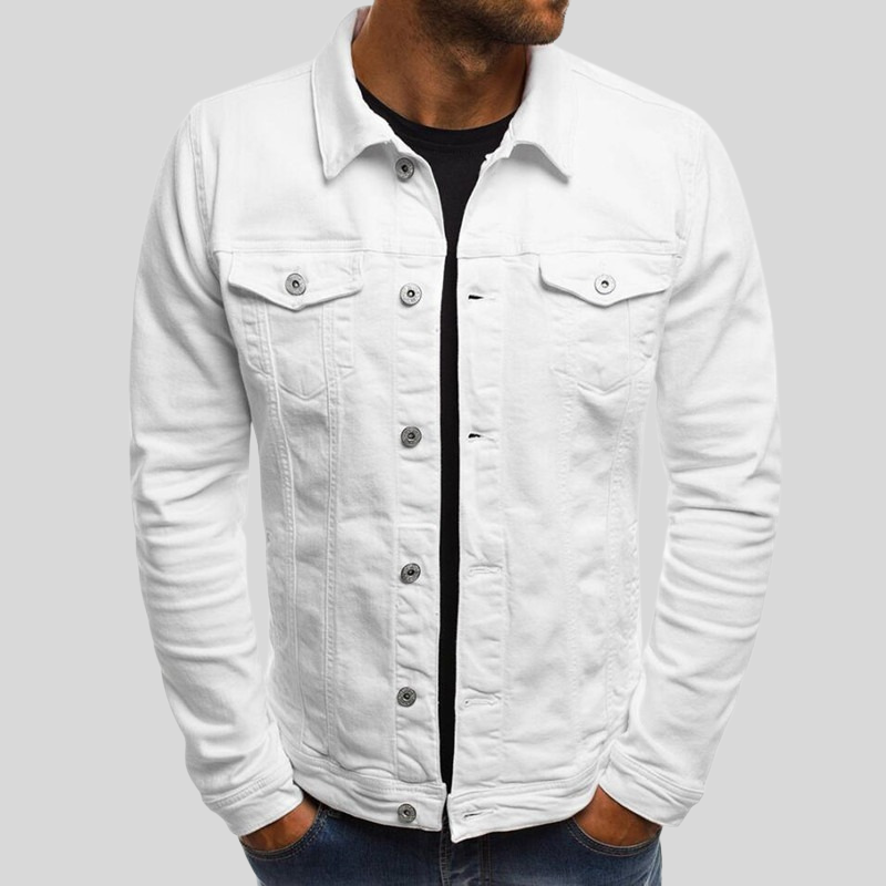 Denim overhemdjack met knoopsluiting en borstzakken voor heren