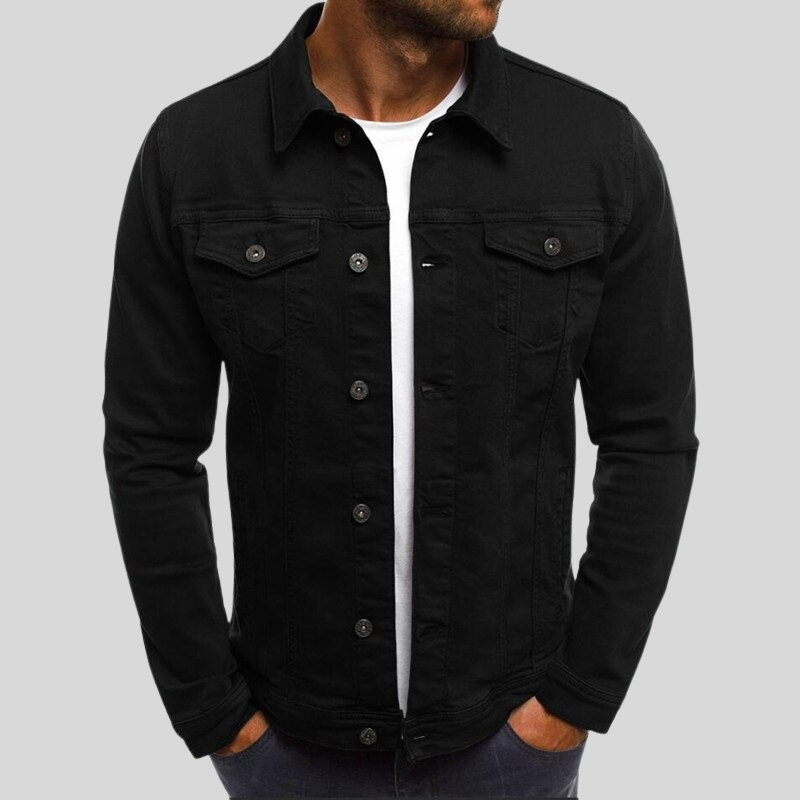 Denim overhemdjack met knoopsluiting en borstzakken voor heren