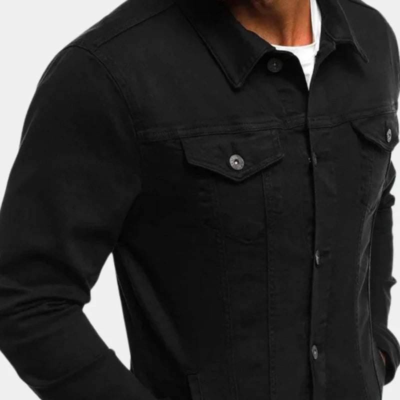 Denim overhemdjack met knoopsluiting en borstzakken voor heren